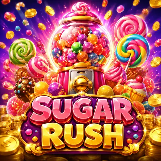 Slot Sugar Rush com tema de doces e zonas multiplicadoras na grade sete por sete